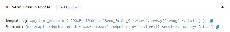 Dowell Email API send email services in WpGetAPI Plugin tag and short code