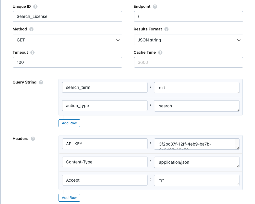 Search License Headers and query strings