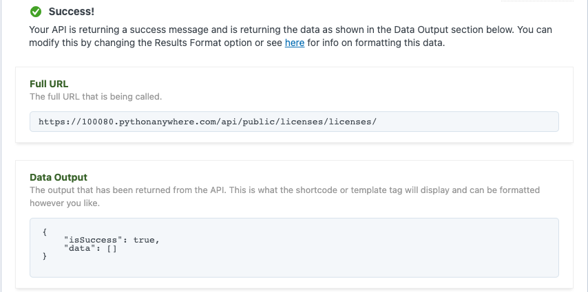 Retrive licenses you created Json Response