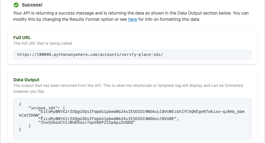 Dowell living lab maps verify placed id api response