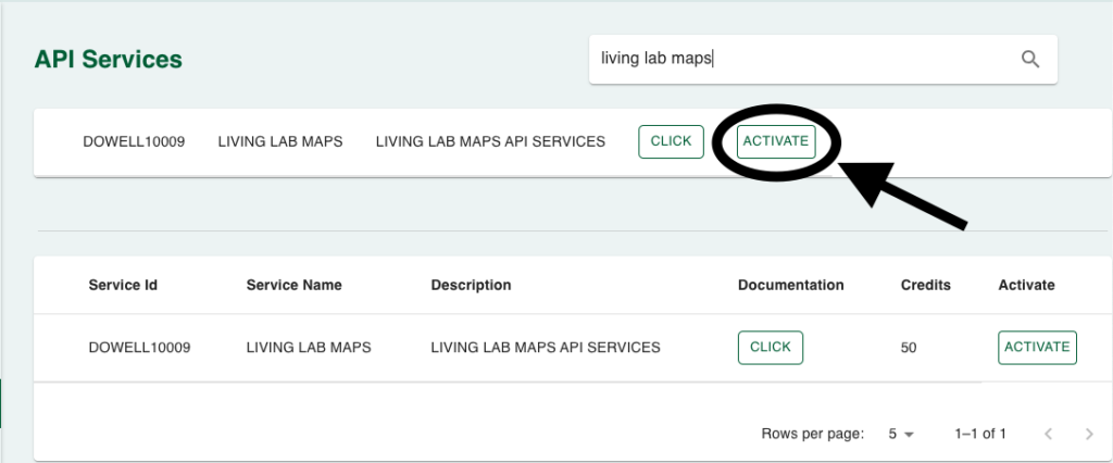 How to activate Dowell living lab maps api