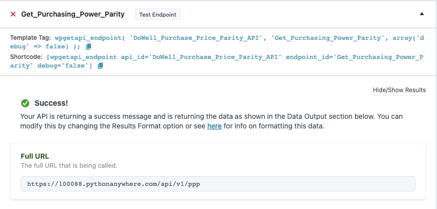 Dowell Purchase Price Parity API Endd Points Testing