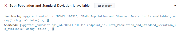 sampling from big data API in WpGetAPI Plugin Both population and deviation available short code