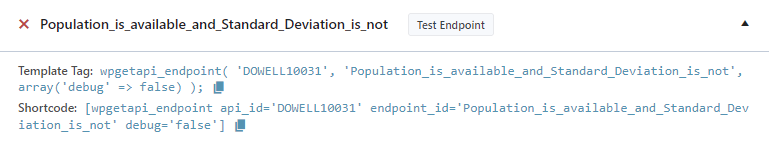 sampling from big data API in WpGetAPI Plugin population availabe and deviation not short code
