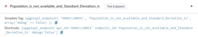 sampling from big data API in WpGetAPI Plugin population not and deviation available short code