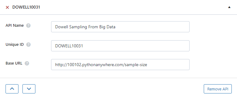 setup sampling from big data API in WpGetAPI Plugin