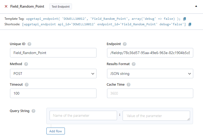 test dowell random graph api endpoint field random point in wp get api plugin 1