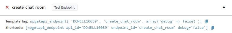 Test Dowell Living Lab Chat API Create Chat Room in WpGetAPI Plugin short code