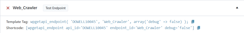 WordPress endpoint testing using wpgetapi short code