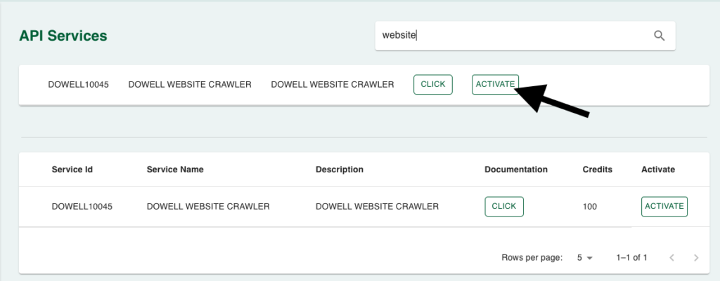 How to Activate Dowell Website Crawler API