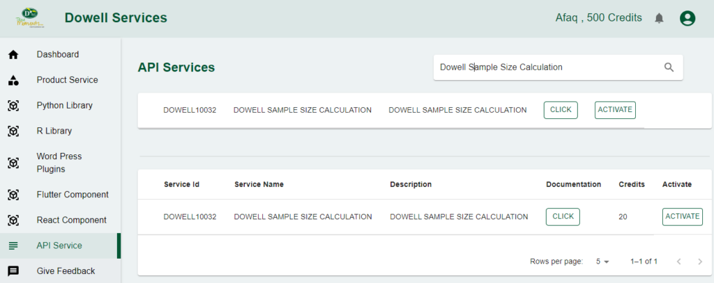 How To Get Dowell Sample Size Calculation API Key